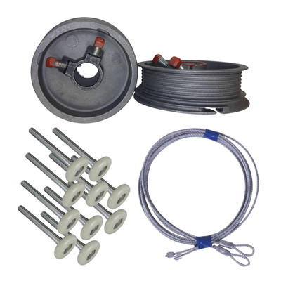 Garage Door Kit 400-8 Cable Drum Pair 7'' Nylon Rollers 10pc 7ft Lift Cables Set