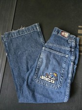 VTG 90s JNCO Flamehead Jeans Youth 14 Fits 26x26 Made in USA Baggy Skater Denim