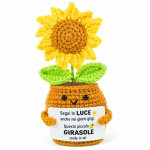 Girasole Positivo Uncinetto Regalo Originale per Donna o Uomo Idea Regalo