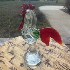 Gorgeous Murano Style Art Glass, Colorful Rooster,10.25" Tall, Beautiful Cond.
