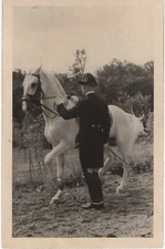 Horse Postcard Lipizzaner in Hand Piaffe an der Hand b/w 1940's