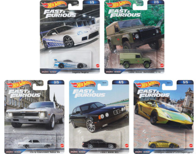 NEW 5-PACK Hot Wheels Premium Fast & Furious 1:64 Die-Cast Cars - 2023 Mix 4 Set