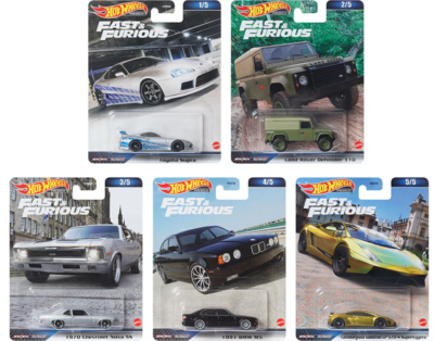 NEW 5-PACK Hot Wheels Premium Fast & Furious 1:64 Die-Cast Cars