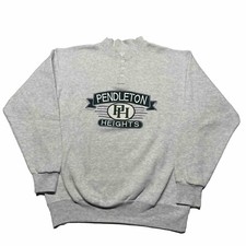 Vintage 90s Sweatshirt Mens Large Gray Henley Pullover Pendleton Heights Hipster