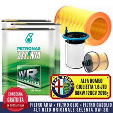 KIT TAGLIANDO ALFA ROMEO GIULIETTA 1.6 JTD 120 CV 2016>+4 L OLIO SELENIA WR 0W30