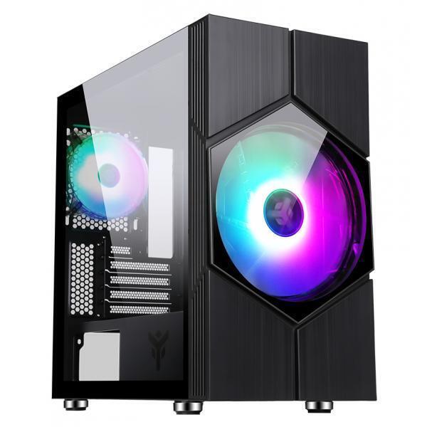 Case Vortex - Gaming Mini Tower, Matx, 20cm & 12cm Argb Fan, 2xusb3, Side Panel