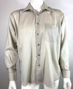 Yves Saint Laurent Mens Dress Shirt Button Up Solid Light Taupe Size 17 34 35 Ebay