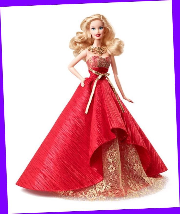 holiday barbie red and gold dress 2014 HOLIDAY BARBIE RED AND GOLD GOWN- BLOND