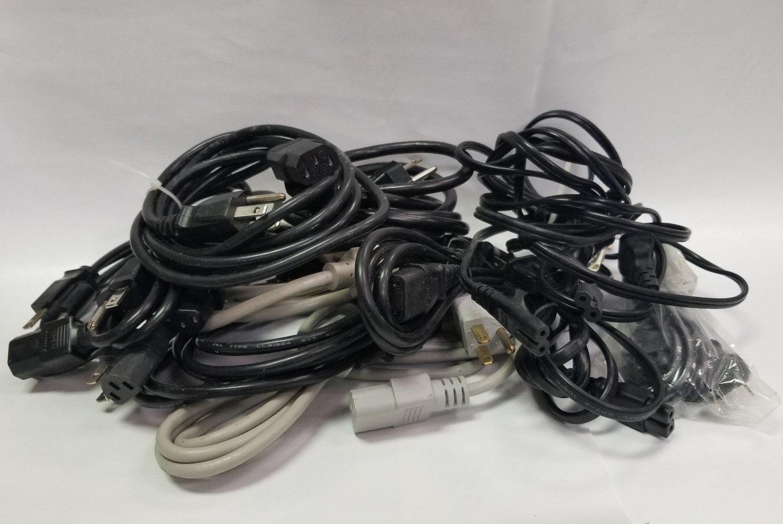 Lot of 9 3 pin and 4 2 pin power cords assortment of used and unused