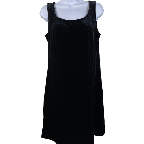 VTG Scott McClintock 10 Petite Sleeveless Dress Velvet Solid Black Shift Short - 第 1/4 張圖片