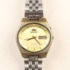 Vintage Orient Crystal Watch G469603-6H PR Automatic 21J Gold Dial Arabic Date