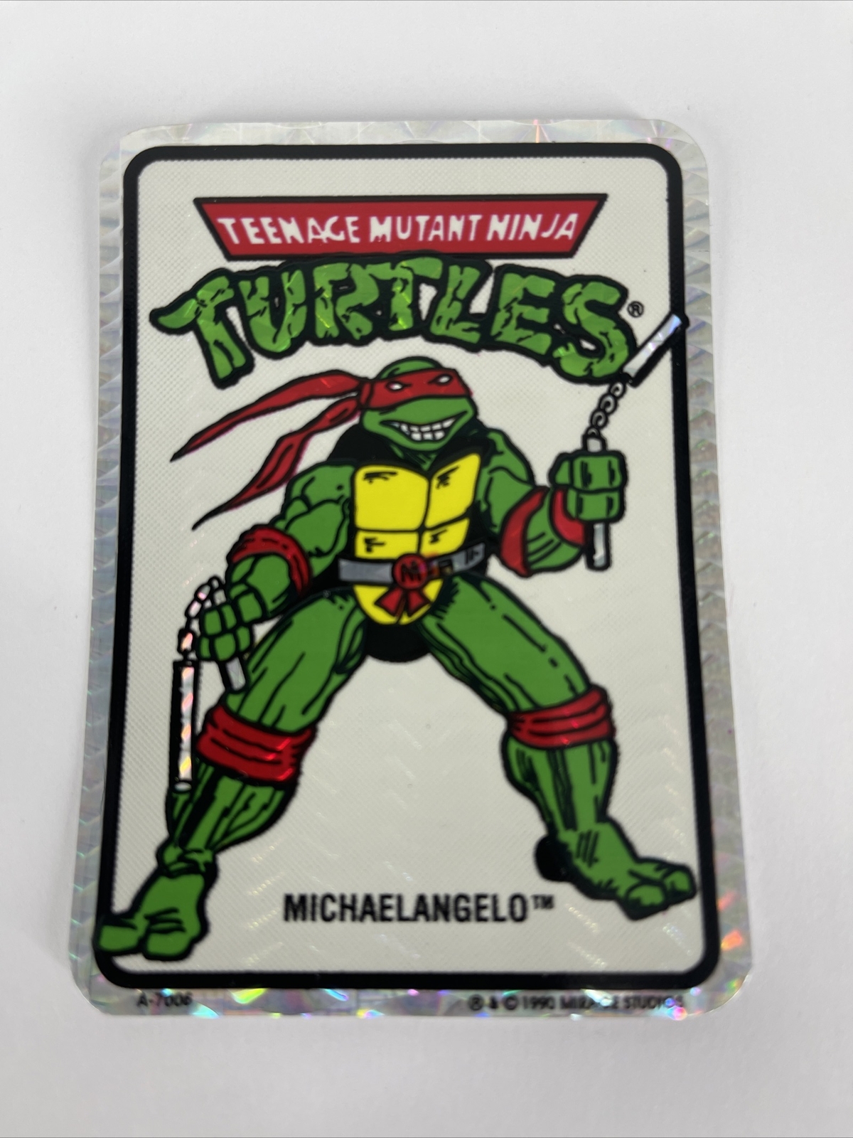 RARE 90 Teenage Mutant Ninja Turtles MICHAELANGELO Vending Machine Prism Sticker