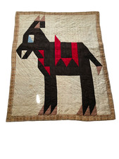 ANTIQUE QUILT VERY RARE FOLK ART SINGLE DONKEY