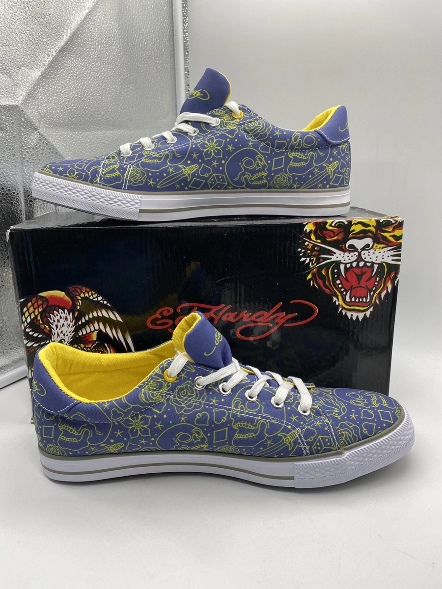 Ed Hardy Mens Size 9 Shoes Canvas Low Lace Up Lifestyle Sneakers