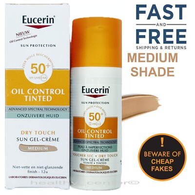#ad Eucerin Sun Protection Oil Control Gel Cream Tinted Medium SPF50 50 ml NEW $32.99