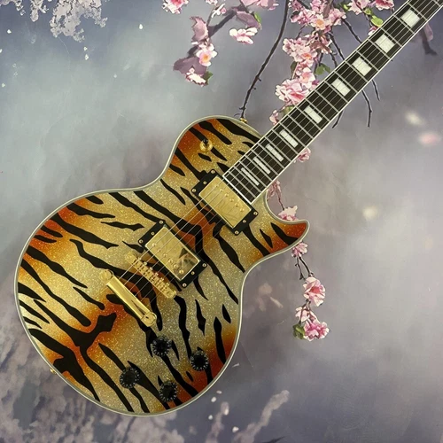 Custom Golden Tiger stripes Les Paul electric guitar Bone nut USA free ship