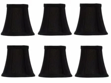 Set of 6 Chandelier Lamp Shades 5 Inch Black Silk with Gold Lining Bell