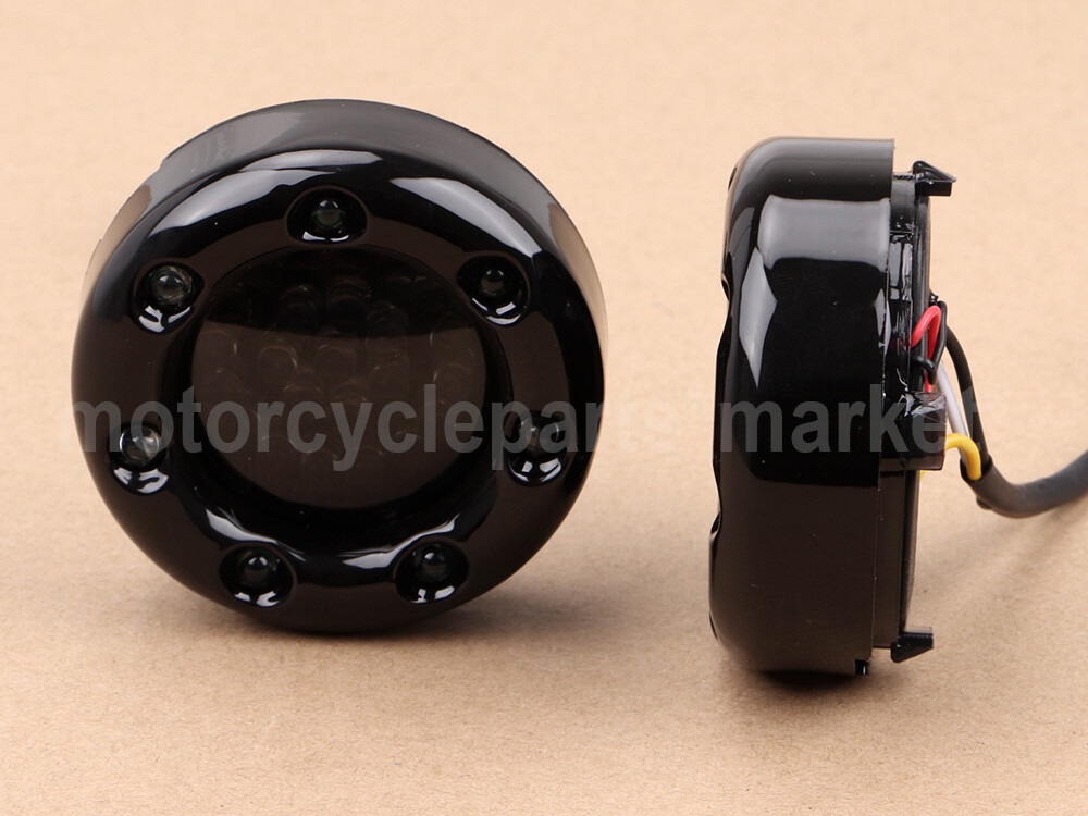 Black/Red FireRing LED Bullet Turn Signals Kit for HD Harley Touring