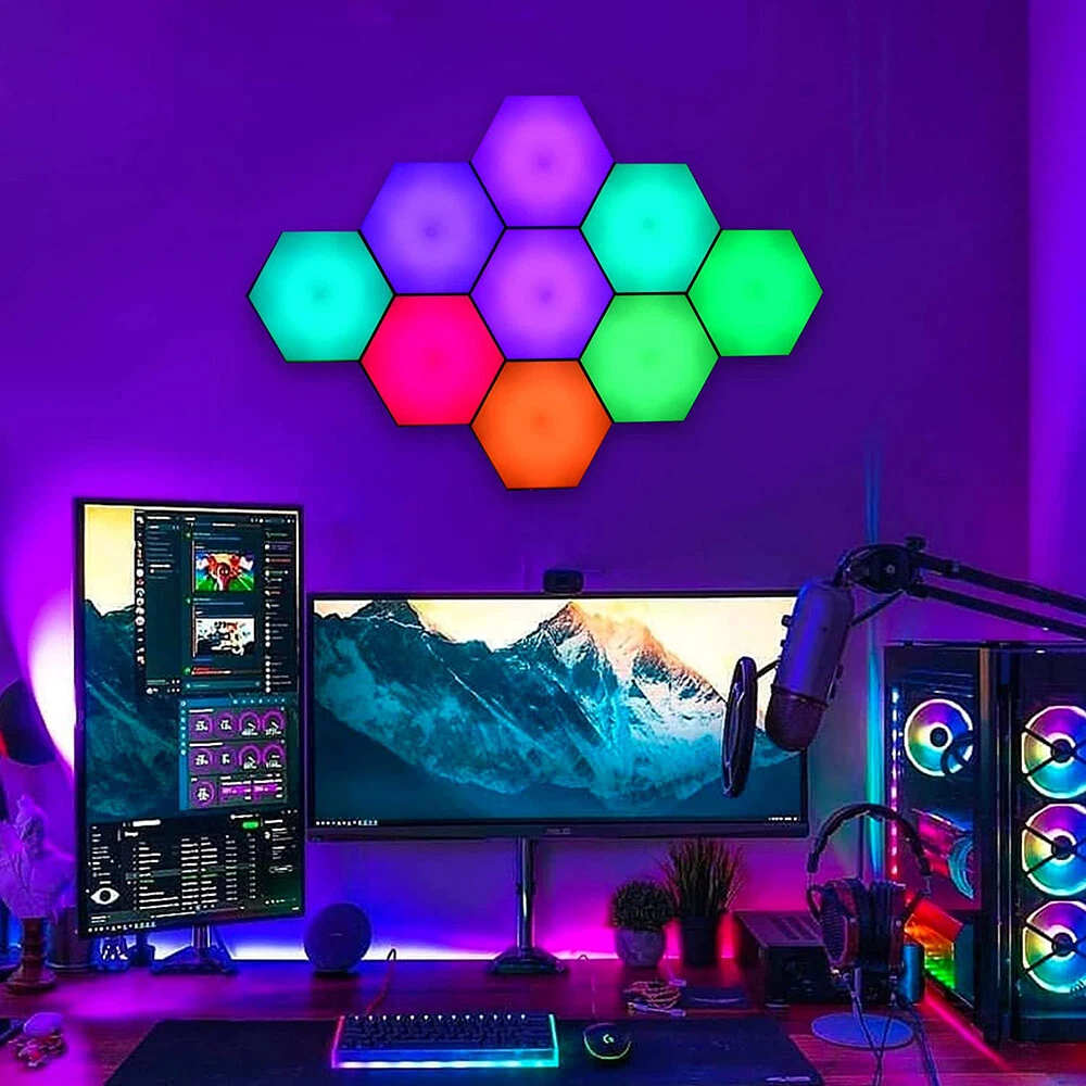 Touch Sensitive RGB Hexagon Wall Lights DIY Wall Panels Smart Ambient Light Home