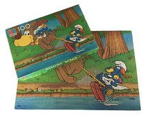 Smurf Jigsaw Puzzle Vintage Peyo 1980s Toy Kids Papa Smurf Water Ski 100 Pcs MB