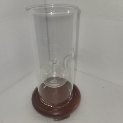 Vintage 9'' Oil Lamp Wolfard Glass Blowing Company Hand Blown Glass W/ Wood Base