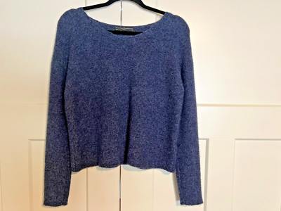 Peruvian Connection Heather Blue 100% Royal Alpaca Sweater Top Size Small