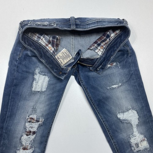Pantaloni jeans blu denim skinny alla caviglia firmati Miss Me effetto invecchiato donna 26x32 - Foto 6 di 13