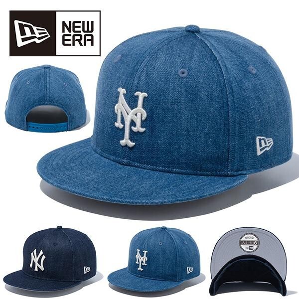 NEW ERA 9FIFTY MLB Yankees Mets Team Logo Denim Cap 2 Colors