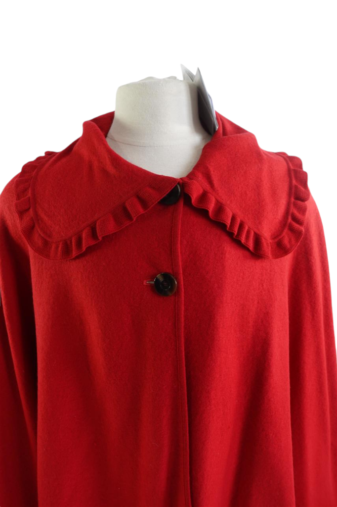ALTRA Giacca cappotto medio nuovo con etichette Geiger $588 Finery Red Cape Wrap NUOVO pura lana donna 38