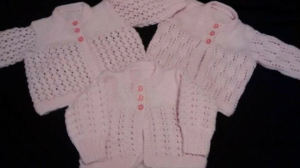 New Hand Knitted Matinee Coats for Newborns (Set of 3 Pink)