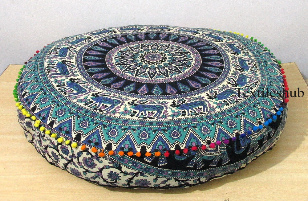 Oversized Round Bohemian Floor Cushion Pillow Mandala Meditation