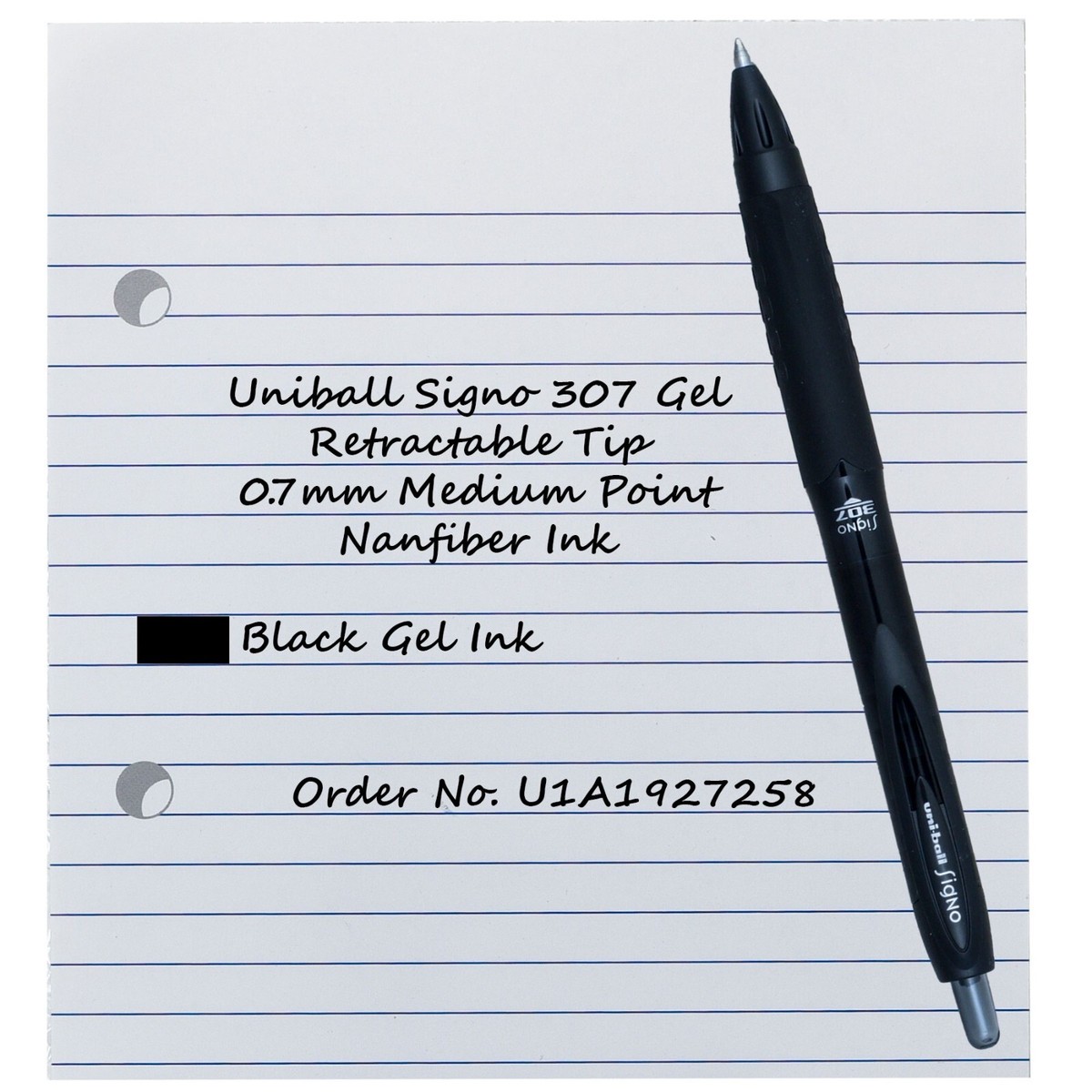 Uniball Signo 307 Gel Pen 1927258, Retractable, Black Gel Uniball Signo 307 Gel Pen 1927258, Retractable, Black Gel