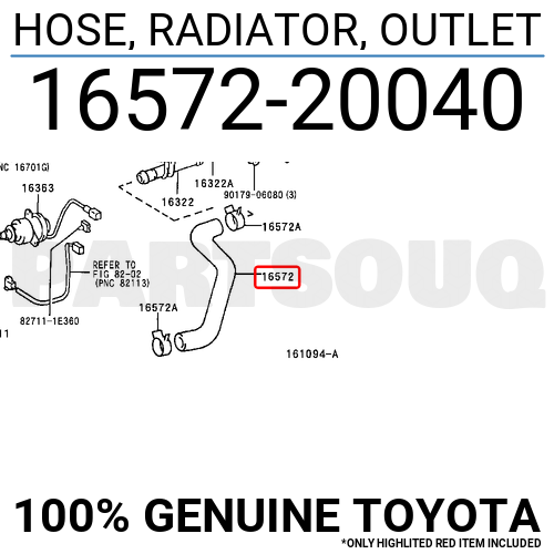 1657220040 Genuine Toyota HOSE, RADIATOR, OUTLET 16572-20040 | eBay