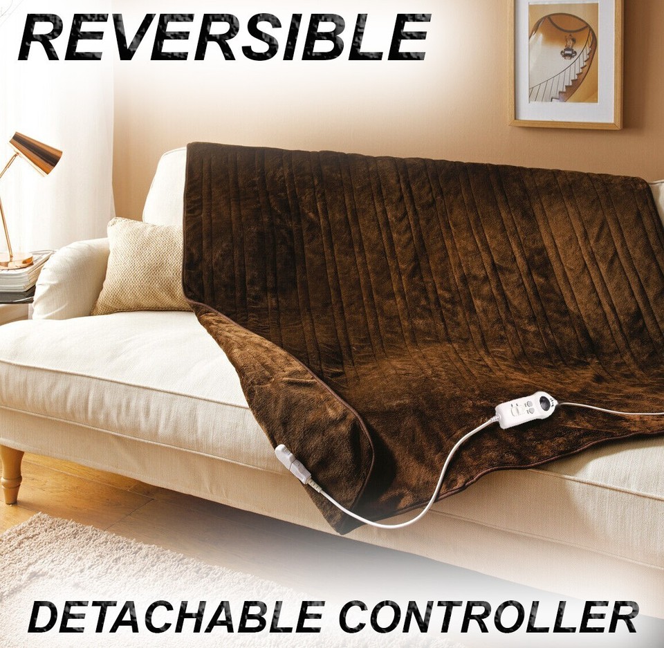 Heated Throw Electric Blanket Luxurious Warm Single Double King