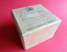 GOOD SCARCE VINTAGE P D MALLOCH CARD RETAIL FISHING REEL BOX (BOX ONLY NO REEL)
