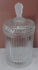 Vintage Glass Canister Jar w/ 3 Faces/Portrait Knob MMA MCM Ribbed Body w/ Lid — photo 1