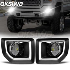 LED Fog Lights For 2015-18 2019 GMC Sierra 2500HD 3500HD Clear Lens Bumper Lamps