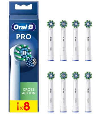 Testine Oral-B Cross Action 8pz Bianche Ricambio Spazzolino Elettrico Braun