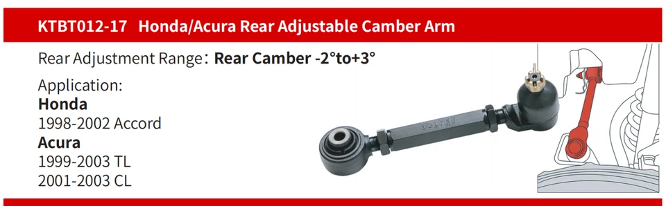 LYKT 2pcs Rear Adjustable Camber Arms Kit For Honda Accord 98-02 Acura TL/CL Foto 2 de 4