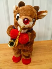 Dan Dee Animated Musical Rudolph Red Nosed Reindeer w/ Sax - Works See Video