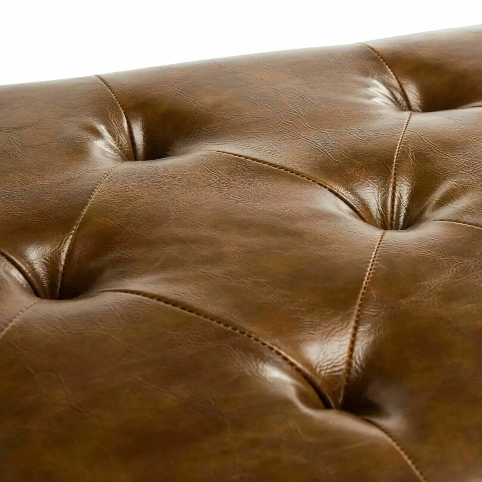 Banco de entrada Mid Century moderno granja extremo de cama comedor cuarto de barro acolchado 47 pulgadas Foto 3 de 4