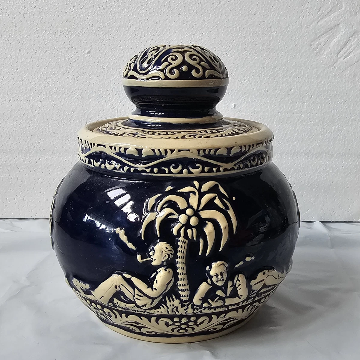 german tobacco jar ANTIQUE VTG German Tobacco Pottery Jar With Lid 1879-1964 Cobalt Blue Marzi Remy german tobacco jar ANTIQUE VTG German Tobacco Pottery Jar With Lid 1879-1964 Cobalt Blue Marzi Remy