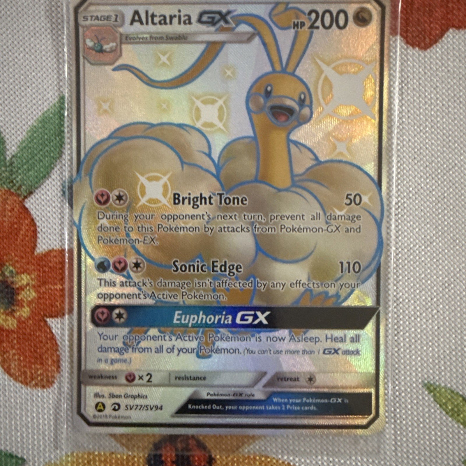 Altaria GX Shiny Holo Rare Holo Hidden Fates: Shiny Vault SV77/SV94 NEAR MINT