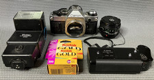 Canon AE-1 Program 35mm Film Camera Bundle w/ Lense, Flash, Battery Pack  Film