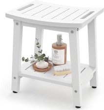 Shower Bench Inside Shower White HDPE Shower Stool Waterproof Spa Bathroom Seat