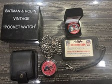 Vintage 1960'S Batman and Robin Pocket Watch W/ Inscribed Case / Plus "MORE"
