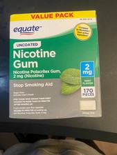 Equate, Uncoated 170 Pieces Count, Nicotine Gum Mint 2mg Exp 3/2026 SAVE  