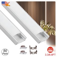 50 Pack 1M Aluminum Led Channel U Shape Silver With Milky Cover For Ceiling DIY