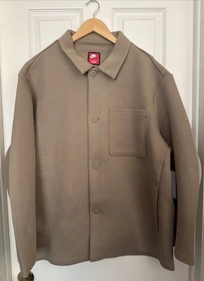 Nike Men Large Sportswear Tech Pack Full-Button Fleece Shacket Khakhi FB8167-247