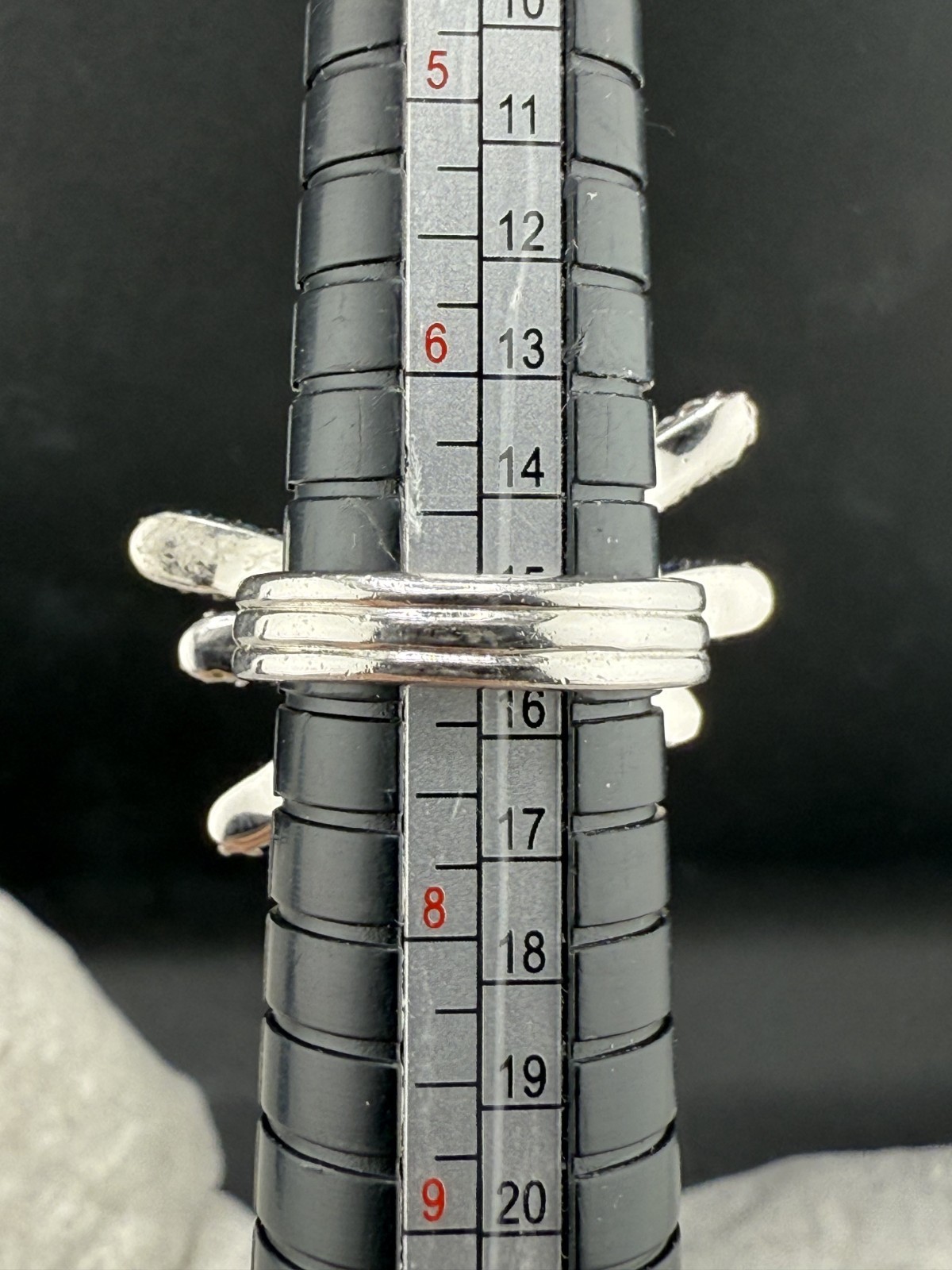 Statement Cocktail Ring Blue Silver Rhinestone 7" - image 6